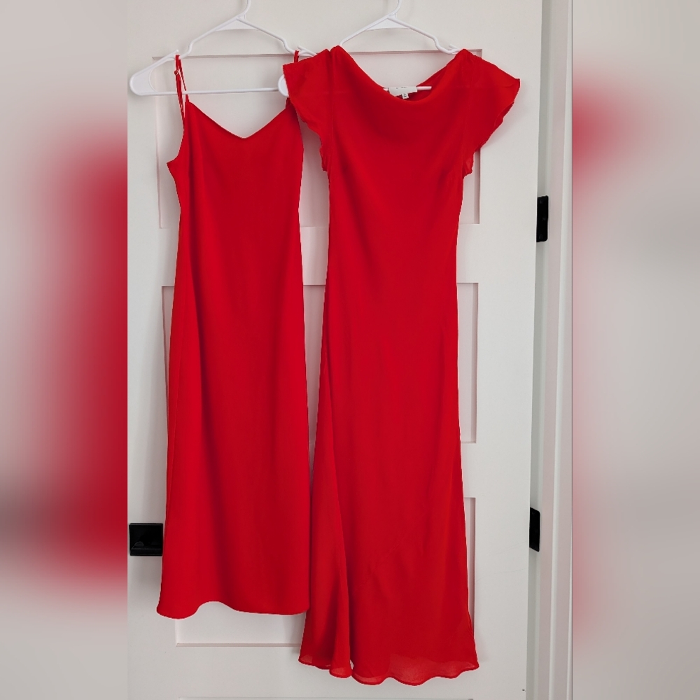 Reformation Red Maxi Dress with Slip Dress